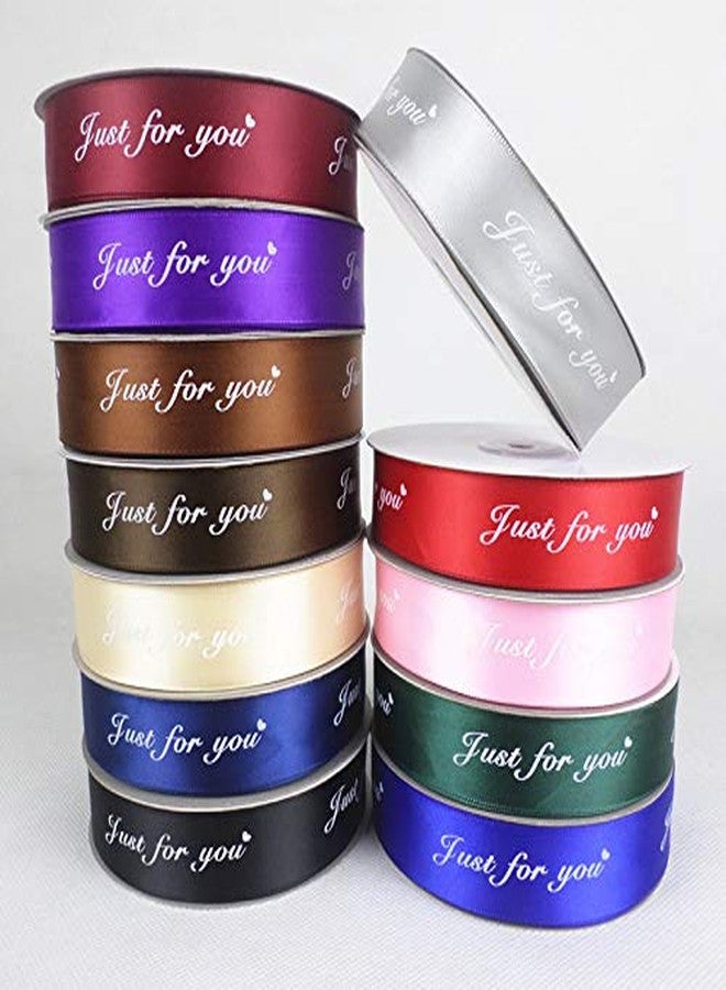 canjoyn 50 Yards Per Roll Solid Color Ribbon "Just for You" Print Handcraft Fabric Satin Ribbon for Scrapbooking Gift Wrapping Bowknot DIY Packaging Wedding Party Decoration (Red) - Image 3